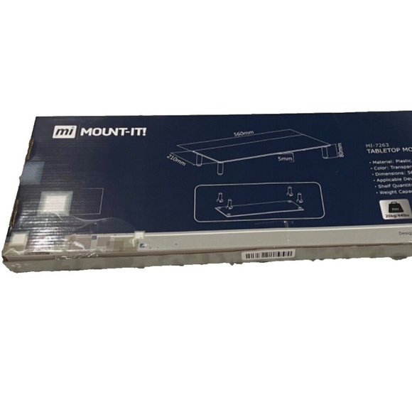 Mi Mount-It Tabletop Monitor Riser; Clear Plastic/Aluminum; 44 lb. capacity - Picture 2 of 4